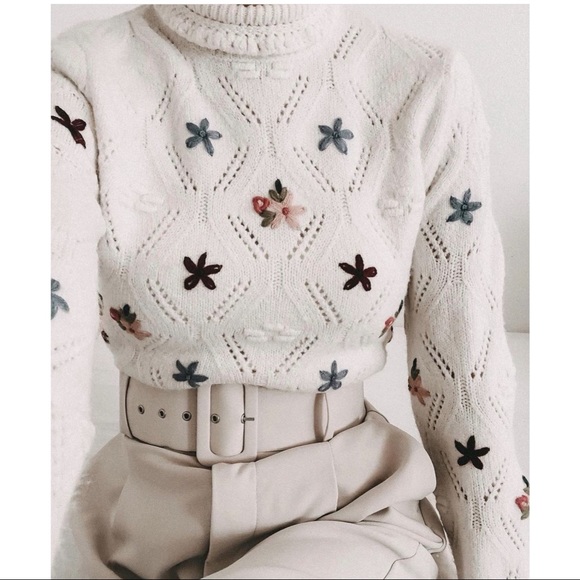 zara floral knit sweater